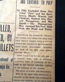 1911 Canonsburg PA Theater Fire Opera House Newspaper