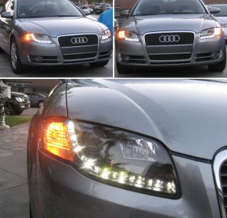 06 08 Audi A4 S4 B7 DRL LED Projector Headlights LED Tail Head Lights 