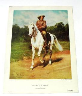 Buffalo Bill Cody Aaron Ashley Collograph Print 19x25