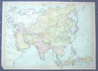 1878 Map Asia John Bartholomew Britannica 9th China Arabia Borneo 