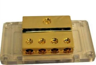 Audiopipe 0 to 4 Gauge Gold Distribution Block PB 1044