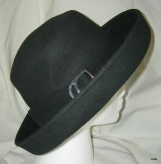 AUGUST ACCESSORIES Black Posh Packable & Adjustable Hat w/Silvertone 