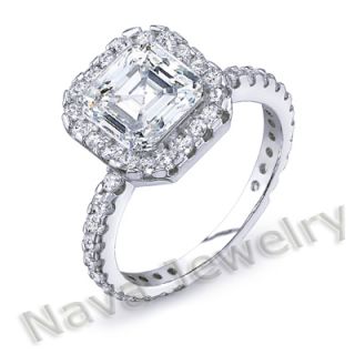 55 ct asscher cut diamond bridal set ring