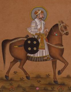 Rajasthani Equestrian Portrait Painting Veer Durgadas