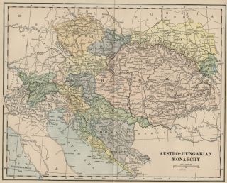 Austria Hungary Austro Hungarian Empire Map 1891 w Cities Rivers More 