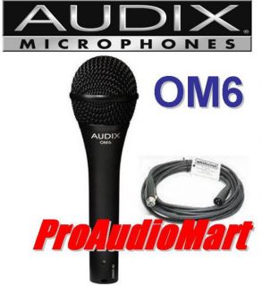 Audix OM6 Dynamic Microphone OM 6 Vocal Mic Free 20ft XLR Cable New 