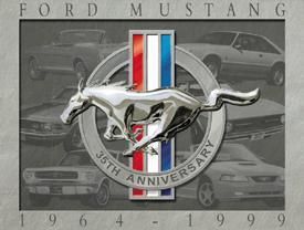 Ford Mustang 35th Anniversary Logo Car Garage Vintage Advertising Tin 