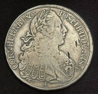 1767, Emperor Joseph II. Large Silver Thaler Coin. Vienna Mint