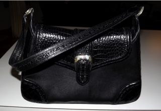 Brighton Handbag Croc Leather Black Hobo Purse 2000