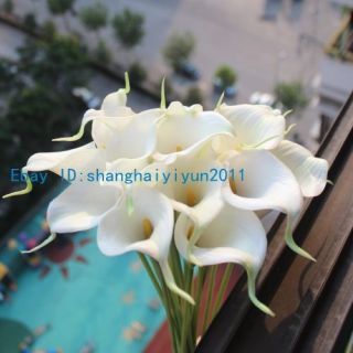 18 Pcs Artificial Calla Buds Plastic Flowers Home Decoration White F98 