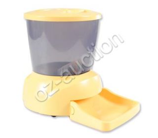 Auto Pet Dog Cat Feeder w Recordable Message Mic Yellow