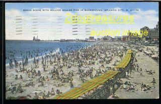 Atlantic City NJ Crowded Beach View Old Postcard New Jersey
