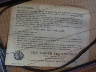 Vintage Windshield Defroster 6 Volt Zaiger Corporation New in Box 