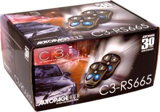 Autopage C3 RS665 3 Channel Vehicle Security System w Car Alarm Remote 