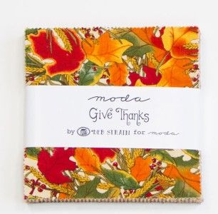   Deb Strain Give Thanks Quilt Fabric 5 Charm Squares Pack Autumn Fall