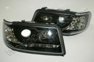 Audi 100 C4 91 94 DRL Black Headlights Lamps Pair