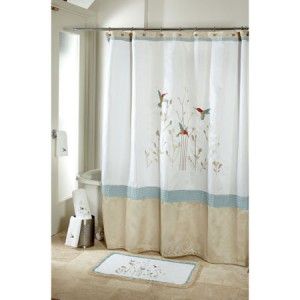 Avanti Colibri Embroidered Hummingbirds Fabric Shower Curtain Brown 
