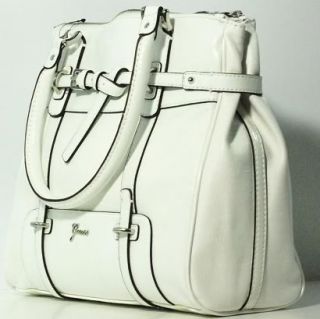 New Guess Avera Medium Satchel Handbag VY333406 White NWT