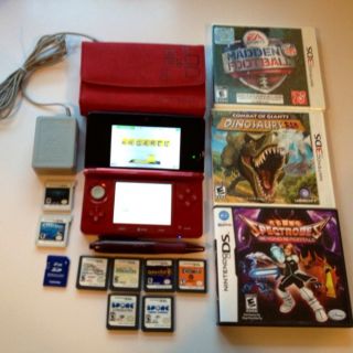 Nintendo 3DS Flame Red w/ 11 Games Resident Evil Revelations