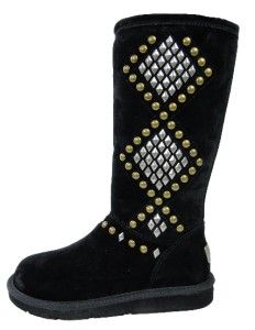 New UGG Avondale 3330 Classic Sheepskin Suede Tall Boots Black Studs 