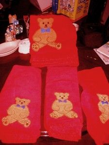 Piece Teddy Bear Bath Towel Set 1 Bath Towel 3 Hand Towels
