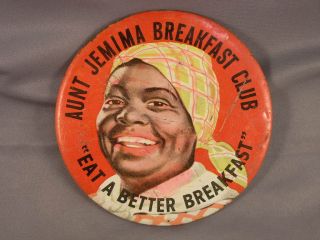 Vintage Aunt Jemima Breakfast Club Large Pinback Green Duck Co Pancake 