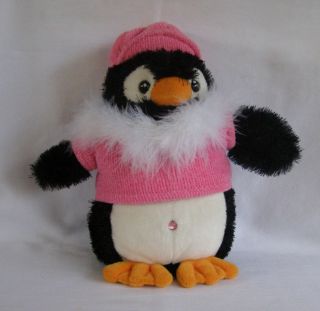 Aurora World Penguin Pink Sweater Stuffed Plush Doll Toy