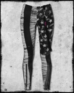 Abbey Dawn Avril Lavigne Black Grey White Flag Zip Strap Stars Stripes 