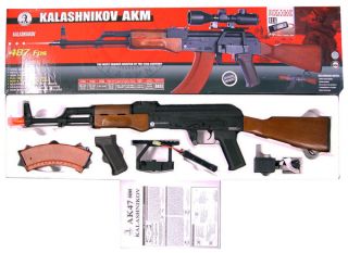   AKM AK47 Full Metal Airsoft Auto Electric Rifle w Bonus Items