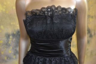 Darlin Black Lace Strapless Layers Coctail Prom Party Dress Sz XS S 