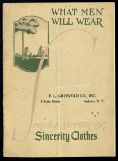 1917 Spring Summer Catalog Sincerity Clothes Auburn NY