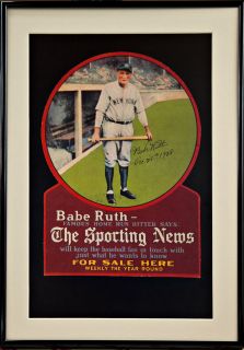 Babe Ruth Replica Autographed Framed Matted The Sporting News Counter 
