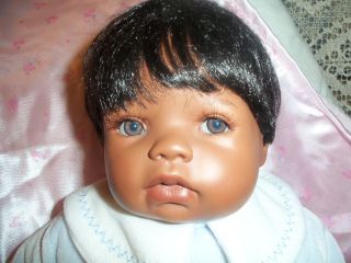   Levenig Vinyl Dark Skin Baby Boy Doll Signed Dated So Pretty