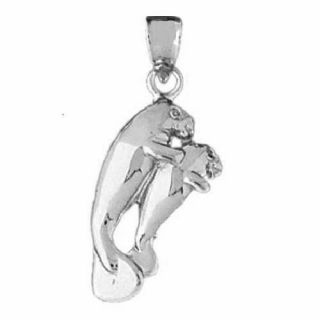 Mother and Baby Manatee Charm 925 Sterling Silver 230
