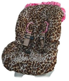 LEOPARD Hot Pink Ruffled Minky Baby Car Seat Cover Universal Fit Most
