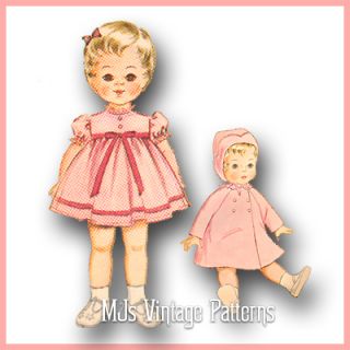 Vtg Baby Doll Clothes Dress Coat Pajamas Pattern ~ 22 23 24 Toodles 