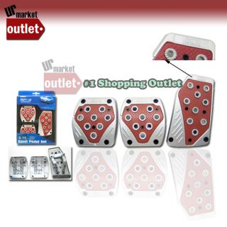 Red Universal Manual Transmission Auto Brake Gas Clutch Race Pedal 
