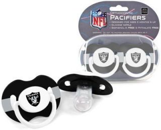   Raiders Pacifiers 2 Pack Set Infant Baby Fanatic BPA Free NFL