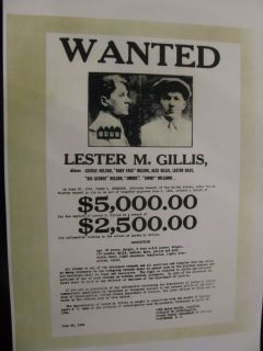 1934 Baby Face Nelson Lester Gillis FBI Wanted Poster J Edgar Hoover 