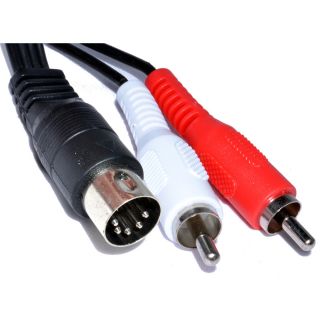 Pin Male Din Plug to 2 x RCA Phono Male Plugs Audio Cable 1.2m