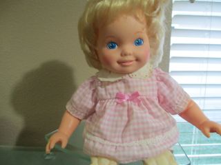 Tyco Magic Potty Baby Doll Orginal Outfit Blue Eyes Vinyl Fabric 1992 