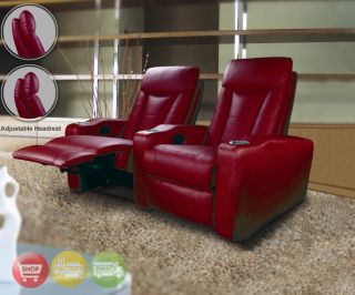 Pavillion Red Leather Home Theater Seating 2 Seats New