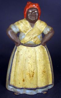 Antique Large Aunt Jemima Mammy Hands on Hips Cast Iron Doorstop
