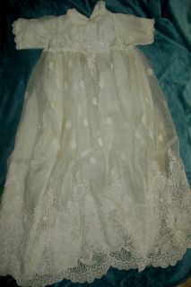   Antique Victorian Christening Gown Dress Heirloom Ayrshire Embroidery