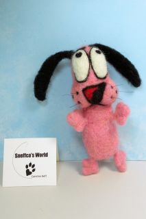 Sneffcas World Needle Felted OOAK Courage The Cowardly Dog Cartoon 