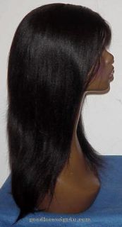 Beautiful New Black Human Hair Yaki Straight Front Lace Wig