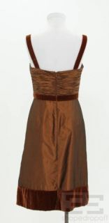 Badgley Mischka Brown Silk Velour Ruched Sleeveless Dress Size 4 New 