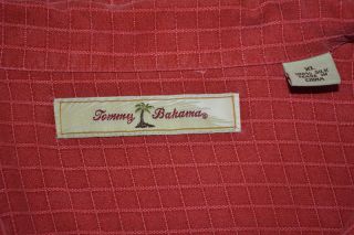 Tommy Bahama Short Sleeve Red Silk Casual Button Down Checkered Shirt 