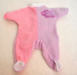 Baby Doll Clothes Small Lavender Pink Sleeper 10 Hippo