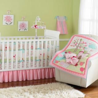   Colorful Floral Princess Castle Garden Baby Girl Crib Bedding Set